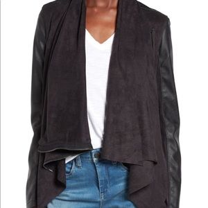 Blank NYC Mixed Media Faux Leather Draped Jacket